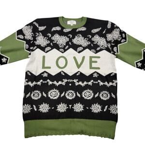 The Hideout Clothing Love Paisley Knit Holiday Sweater Men's 3XL Green NWT